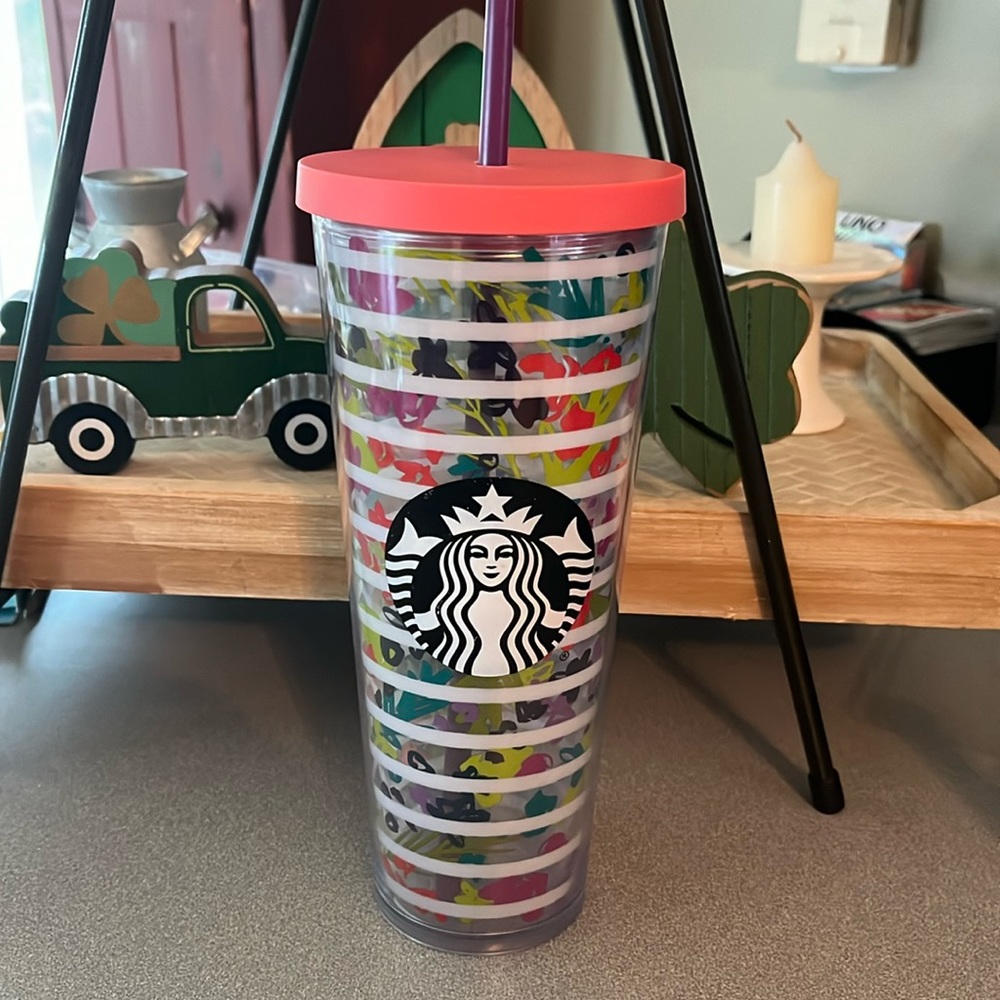 Starbucks Venti Tumbler Stripes & Floral